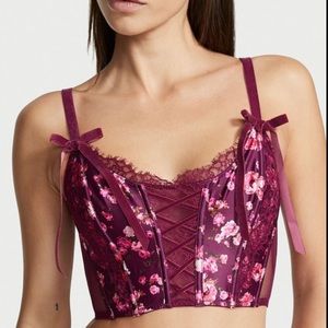 Victoria's Secret Floral Lace Corset - Purple and Pink